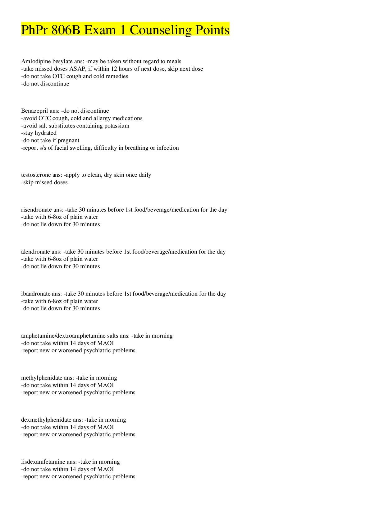 Preview image of PhPr 806B Exam 1 Counseling Points document